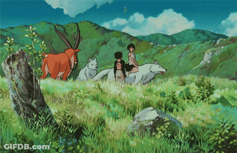 Princess Mononoke Leaving With Moro GIF