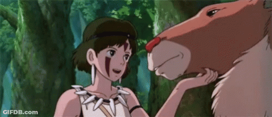Princess Mononoke Petting Yakul GIF