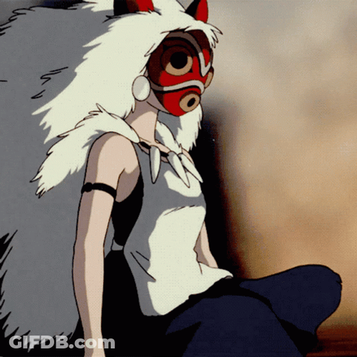 Princess Mononoke Standing Wearing Mask GIF