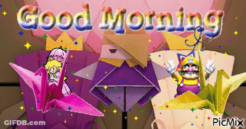 Princess Peach And Wario Saying Good Morning GIF