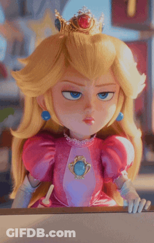 Princess Peach Doll In Pink Dress And Tiara GIF