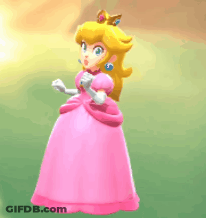 Princess Peach In Pink Dress And Crown GIF