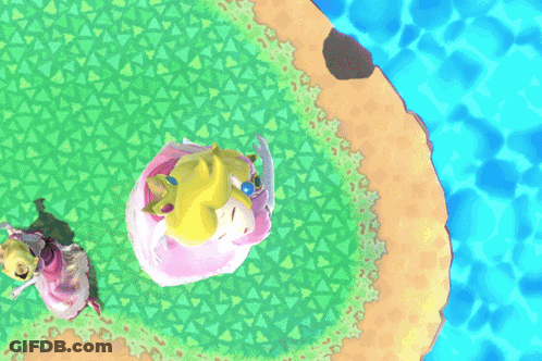 Princess Peach Stands In Front Of A Blue Sky GIF