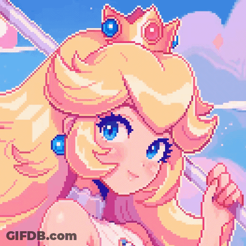 Princess Peach Wearing Crown GIF