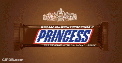 Princess Snickers Bar With Tiara GIF