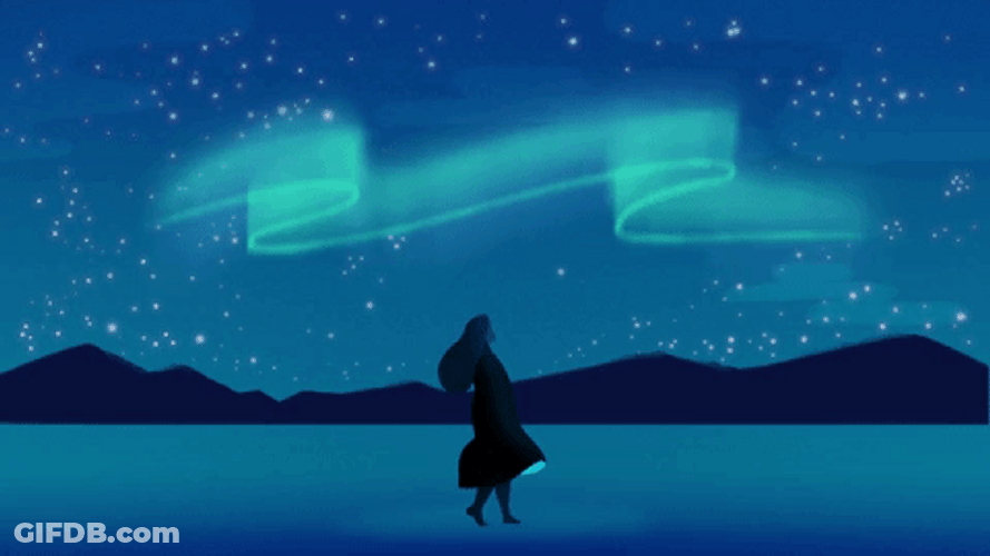 Princess Watching Northern Lights GIF
