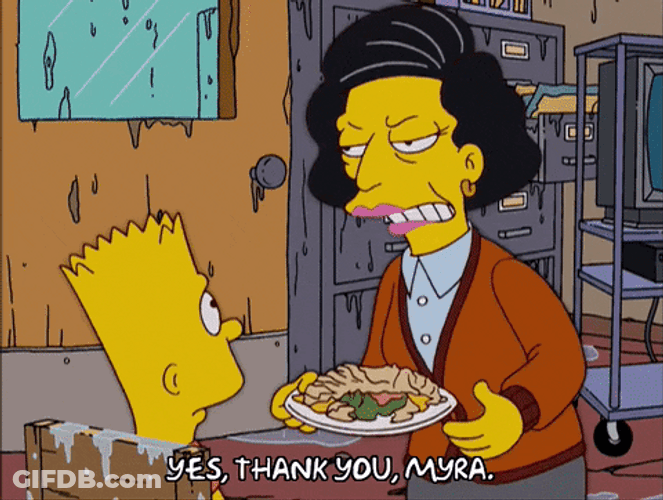 Principal Skinner Saying Thank You To Secretary Myra In His Office GIF