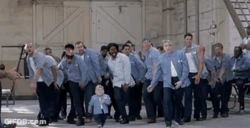 Prisoners Dancing In Prison Yard GIF