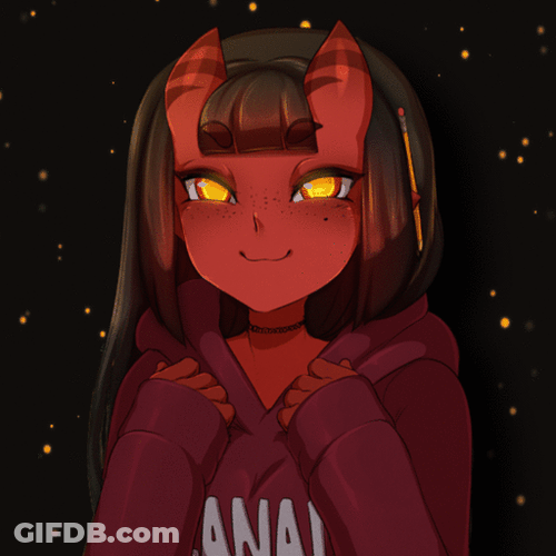 Profile Pic Big Grin Devil Girl Illustration Art GIF