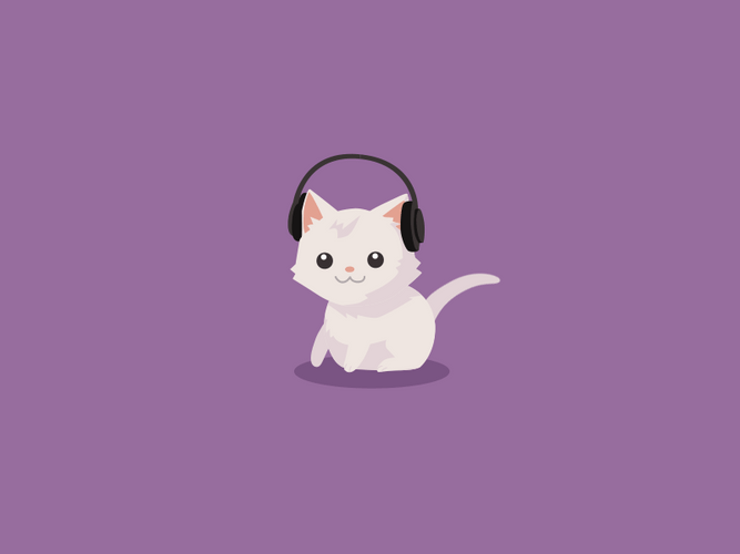 Profile Pic Cute White Cat Listening To Music GIF