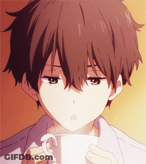 Profile Pic Hotaro Oreki Blowing Coffee GIF