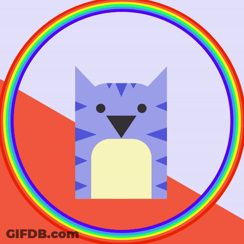 Profile Pic Smiling Cat In Rainbow Circle GIF