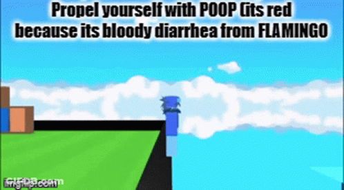 Propel Yourself With Poop Bloody Diarrhea Flamingo GIF