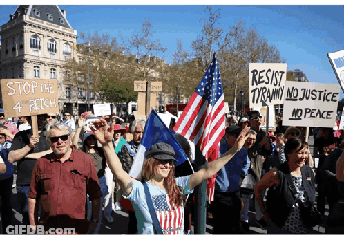 Protester With Stop The 4Th Reich Sign GIF