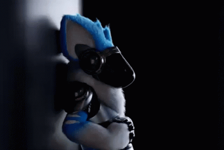 Protogen Doing Can You Hear Me Gesture GIF