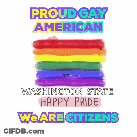 Proud Gay American Washington Happy Pride Poster GIF