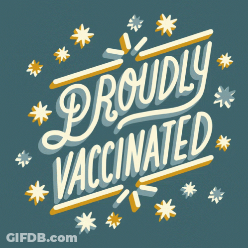 Proudly Vaccinated Sign With Snowflakes GIF