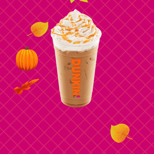 Psl Dunkin Donut With Falling Autumn Leaves GIF