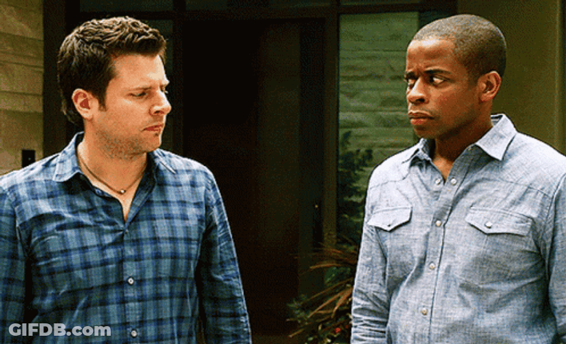 Psych Gus And Shawn Covering Their Ears GIF