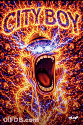 Psychedelic Cartoon Screaming Cityboy GIF