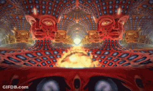 Psychedelic Man Face With Glowing Light GIF