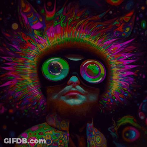 Psychedelic Painting Man With Mask GIF