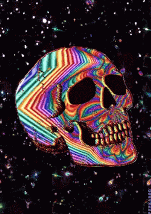 Psychedelic Rainbow Skull GIF
