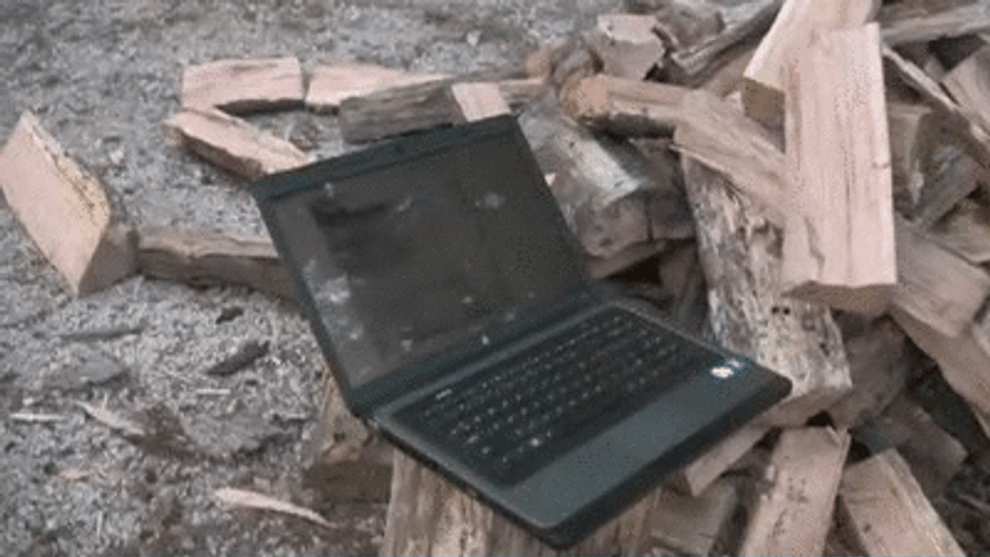 Psycho Guy Destroy Laptop GIF