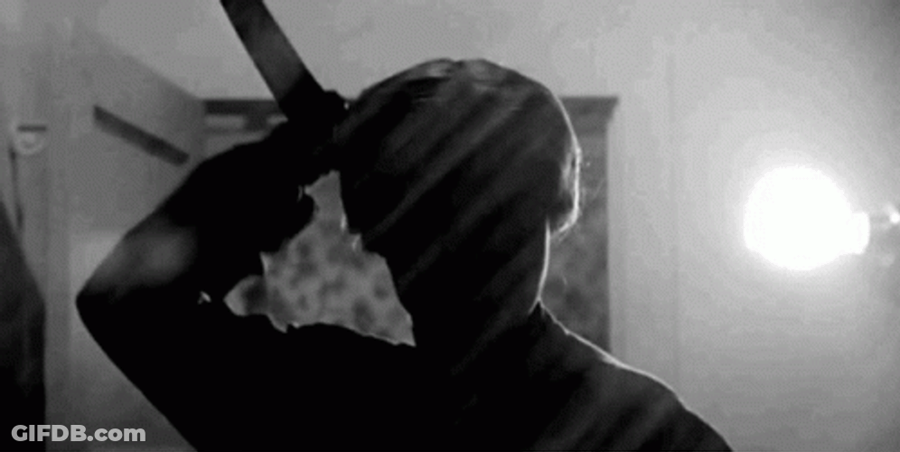 Psycho Man Creepy Knife Attack GIF