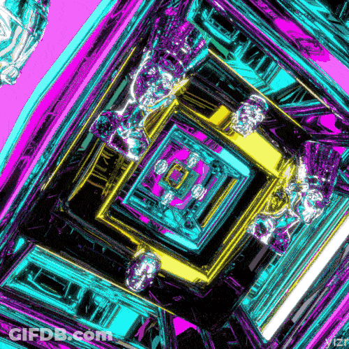 Psychotropic Revolving Multicolored Tesseract GIF