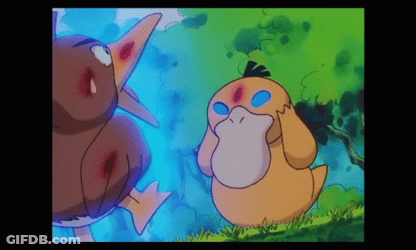 Psyduck Fighting Against Farfetch'd GIF