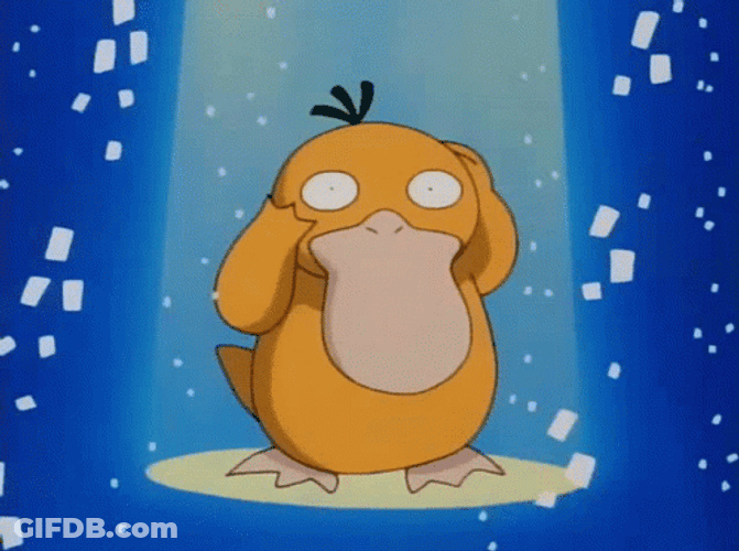 Psyduck Standing While Raining Confetti GIF