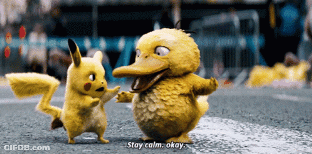 Psyduck Walking Closer To Detective Pikachu GIF
