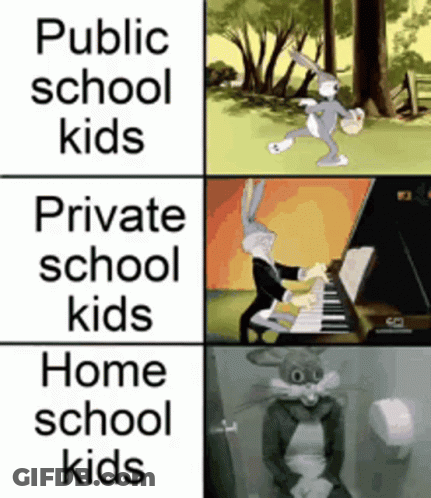 Public School Kids Private School Kids Home School Kids Bugs Bunny On Piano GIF