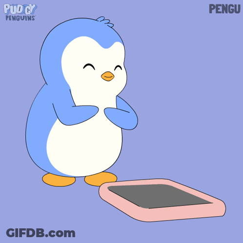 Puddy Penguins Penguin Holding Pink Heart GIF