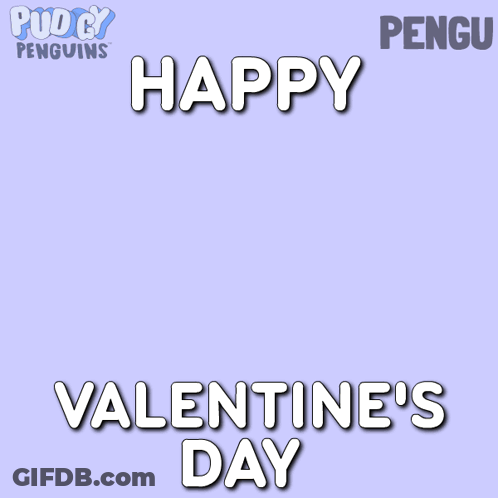 Puddy Penguins Valentine Card With Two Penguins Holding Hearts GIF