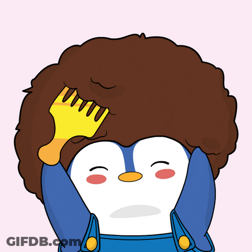 Pudgy Penguin Combing Afro Hair GIF