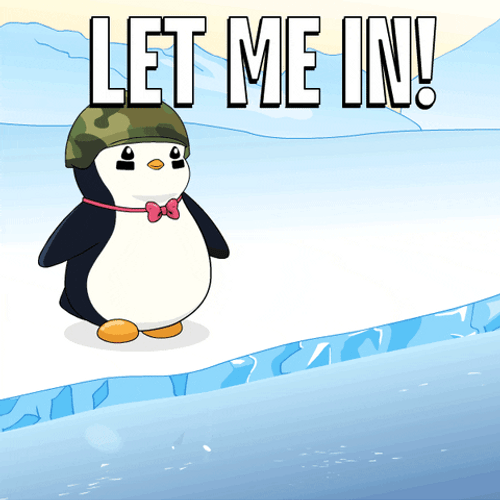 Pudgy Penguin Diving Let Me In Meme GIF