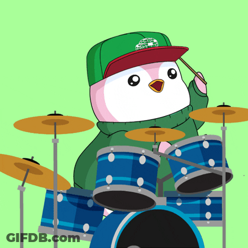Pudgy Penguin Drummer Rock And Roll GIF
