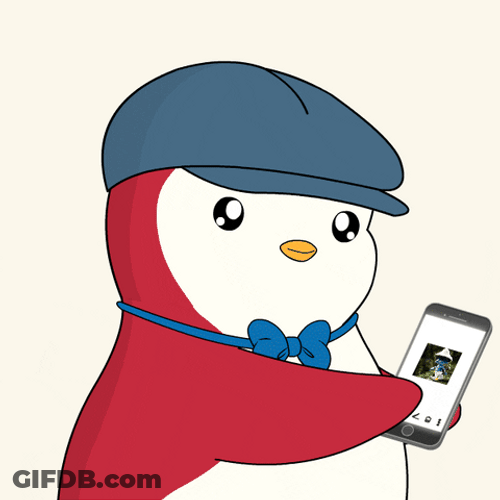Pudgy Penguin Flexing Smurf Cat Meme GIF