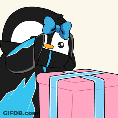 Pudgy Penguin Opening Present GIF