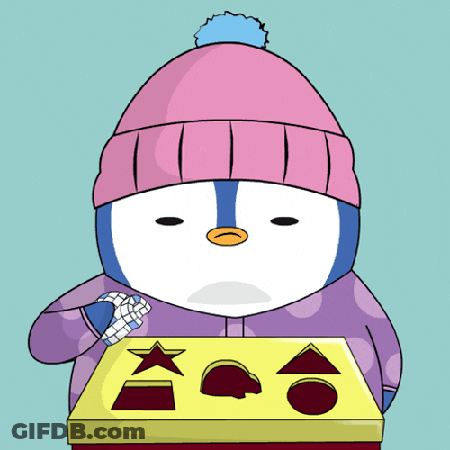 Pudgy Penguin Playing With Shape Puzzle GIF
