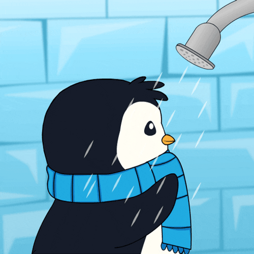 Pudgy Penguin Showering GIF
