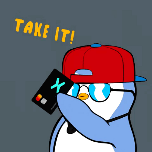 Pudgy Penguin Spending Money Using Card GIF