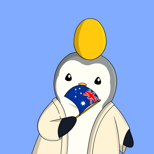 Pudgy Penguin Waving Australia Flag GIF