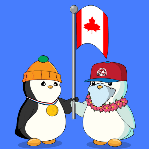 Pudgy Penguin Waving Canada Flag GIF