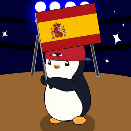 Pudgy Penguin Waving Spain Flag GIF