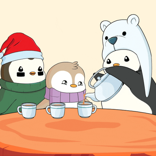 Pudgy Penguins Doing Tea Party GIF