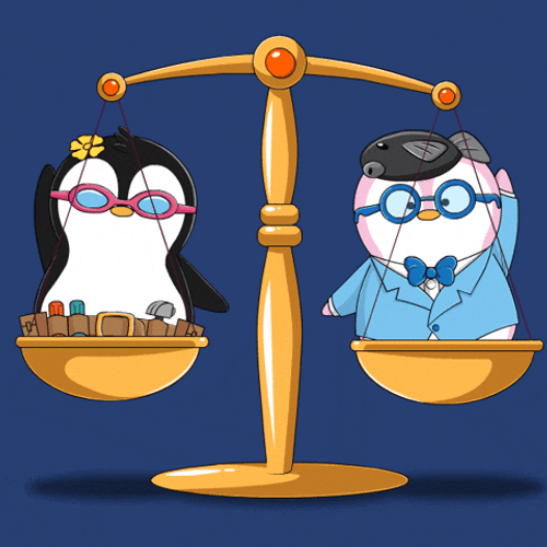 Pudgy Penguins On Justice Balance Scales GIF