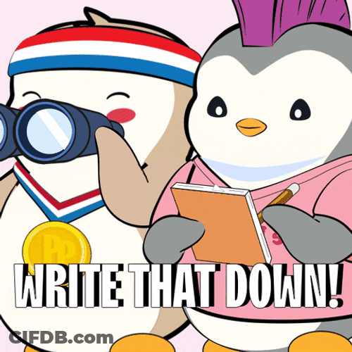 Pudgy Penguins Take Notes Write That Down GIF